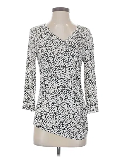 Pre-owned Appleseeds 3/4 Sleeve Top Silver V-neck Tops