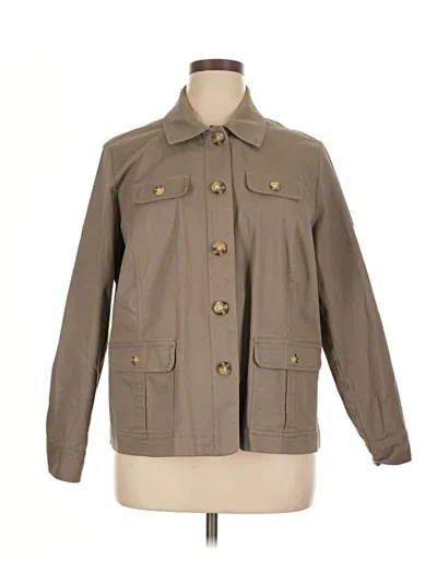 Pre-owned Appleseeds 3/4 Sleeve Top Tan Square Neckline Tops In Brown