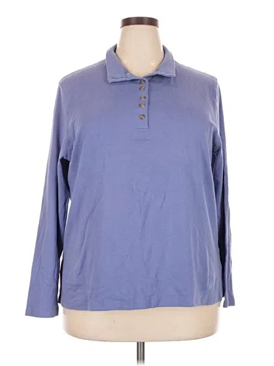 Pre-owned Appleseeds Long Sleeve Top Blue Collared Neckline Tops