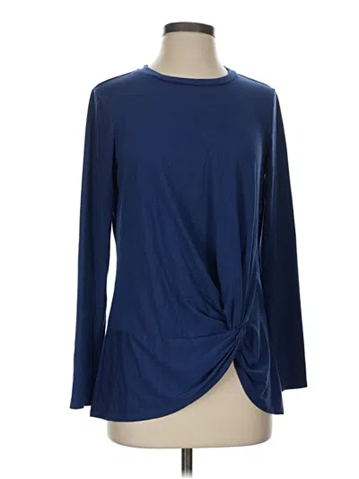 Pre-owned Appleseeds Long Sleeve Top Blue Crew Neck Tops