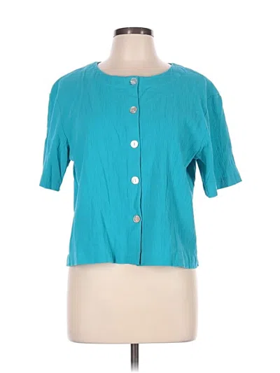 Pre-owned Appleseeds Short Sleeve Blouse In Teal