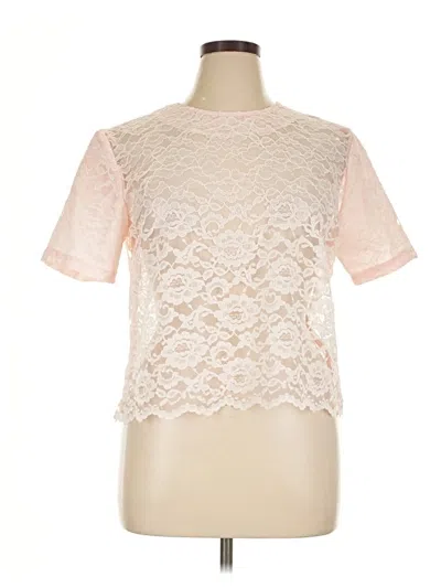 Pre-owned Appleseeds Short Sleeve Top Pink Mock Neckline Tops