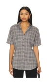 Apres Studio Plaid Tailored Shirt In Grey Plaid