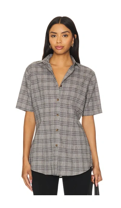 Apres Studio Plaid Tailored Shirt In Grey Plaid