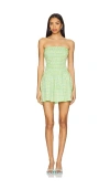 Apres Studio Strapless Ruched Mini Dress In Citrus Plaid
