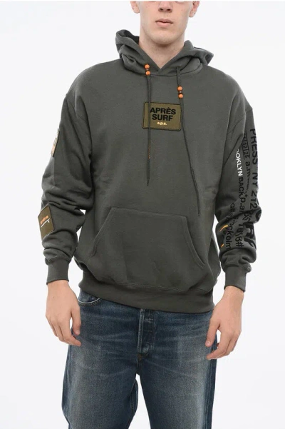 Après Surf Fleeced Cotton Luke Hoodie With Contrasting Details In Gray