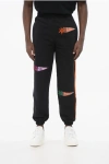 Après Surf Fleeced Cotton Oliva Joggers With Contrasting Details In Black