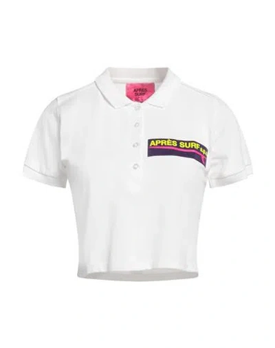 Après Surf Woman Polo Shirt White Size M Cotton, Polyester