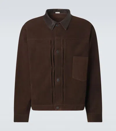 A.presse 1st Type Leather-trimmed Suede Jacket In Brown