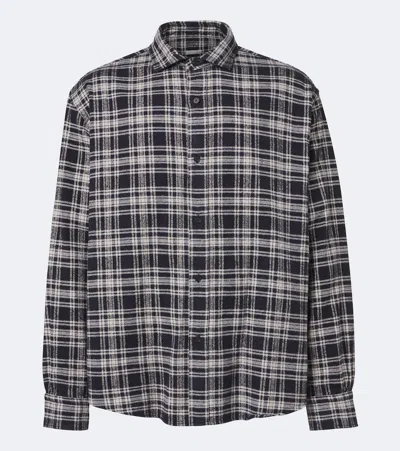 A.presse A. Presse Checked Cotton And Silk Shirt In Blue