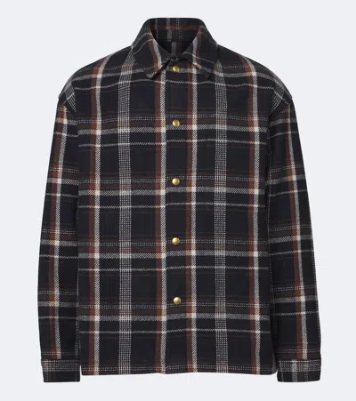 A.presse A. Presse Checked Wool And Cashmere Overshirt In Blue