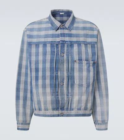 A.presse A. Presse No.213 Checked Denim Jacket In Blue
