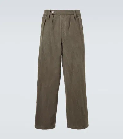A.presse A. Presse Silk And Cotton Wide-leg Pants In Gray