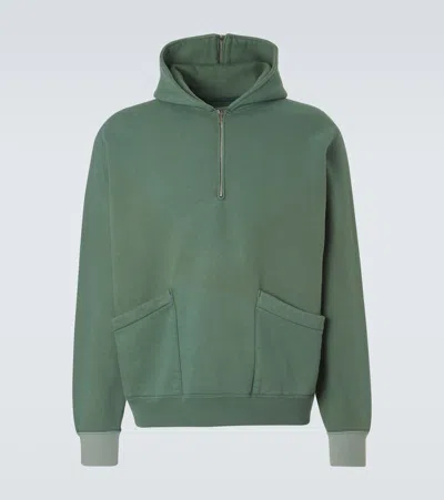 A.presse A. Presse Vintage Cotton Jersey Half-zip Hoodie In Green