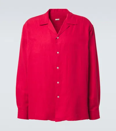 A.presse A. Presse Vintage Silk And Linen Shirt In Red