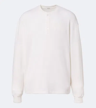 A.presse A. Presse Waffle-knit Cotton-blend Henley Shirt In Metallic