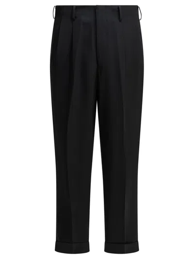 A.presse Blue Wool Rayon Tailored Pants In Black