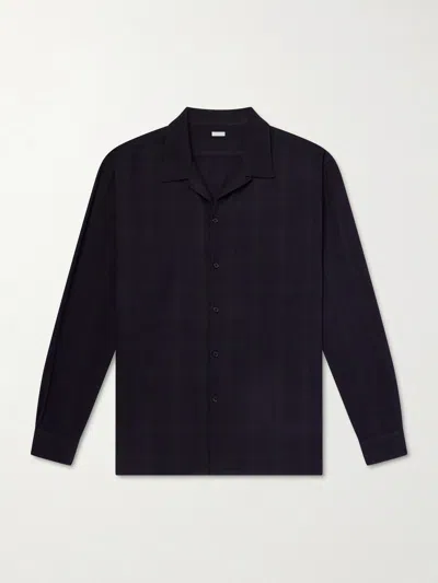 A.presse Camp-collar Checked Silk Shirt In Black