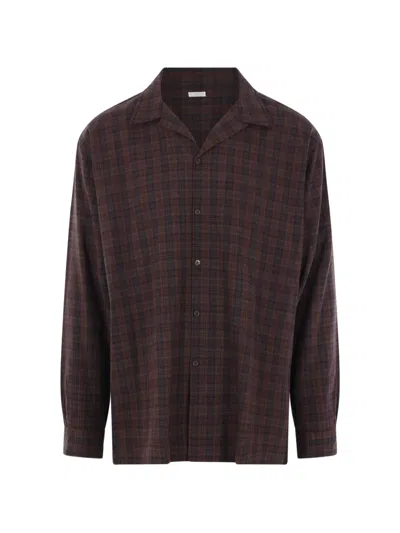 A.presse Camp-collar Checked Silk Shirt In Brown