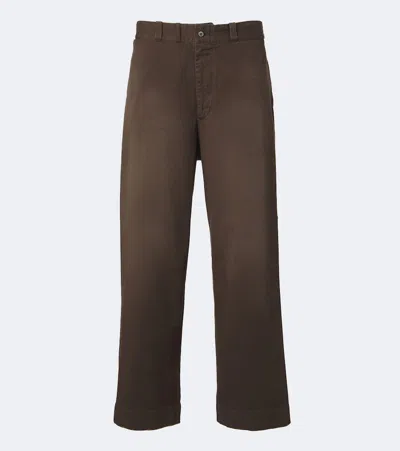 A.presse Cotton Twill Wide-leg Pants In Brown
