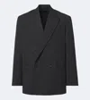 A.presse Double-breasted Wool Blazer In Black