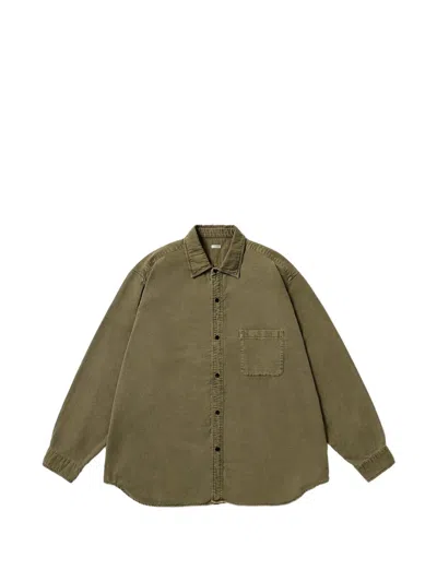 A.presse Faded-effect Moleskin Cotton Shirt In Green