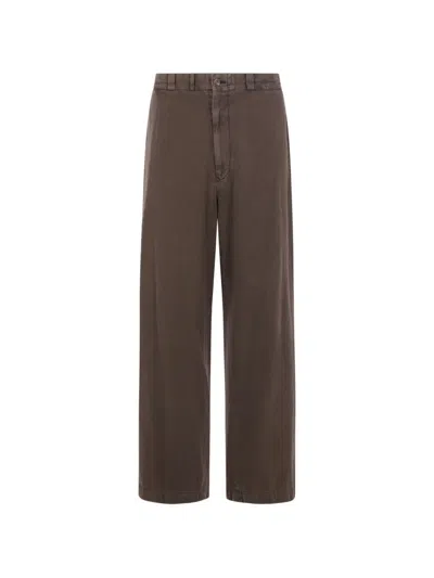A.presse Gabardine Chino Trousers In Brown