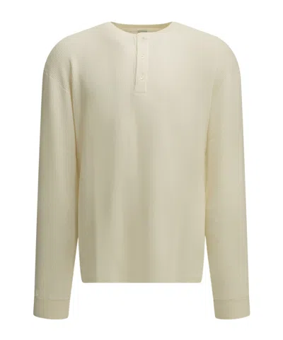 A.presse White Cotton Cashmere Henley T-shirt In Neutral