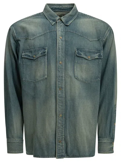 A.presse Lightblue Cotton Casual Shirt In Blue