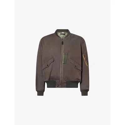 A.presse Mens  Patch-pocket Padded Cotton And Silk-blend Flight Jacket In Purple
