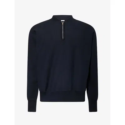 A.presse Mens  Vintage Quarter-zip Cotton Jumper In Black