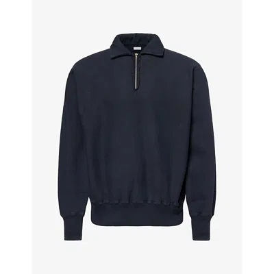 A.presse Mens  Vintage Quarter-zip Cotton Jumper In Black