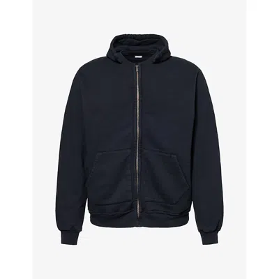 A.presse Mens Black Vintage Zip-up Cotton Hoody