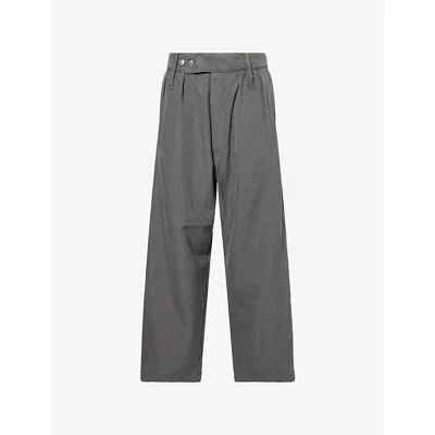 A.presse Mens  Wide-leg Pleated Cotton-and-silk Trousers In Gray