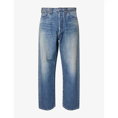 A.presse Mens N22 Wash Wide Denim Jeans Indigo
