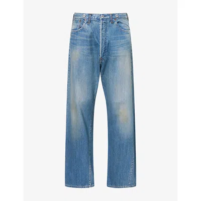 A.presse Mens No.22 Wash Wide Denim Jeans Indigo In Pink