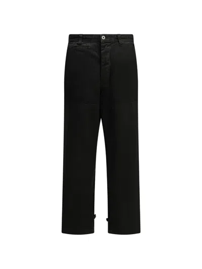 A.presse Military Double Knee Herringbone-weave Panelled Trousers In Black