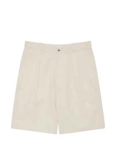 A.presse Pleated Cotton Shorts In White