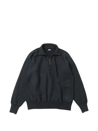 A.presse Quarter-zip Polo-collar Cotton Sweatshirt In Blue