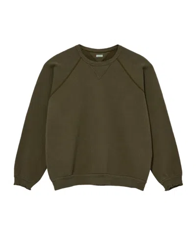 A.presse Retro Crew Neck Sweatshirt In Olive Green