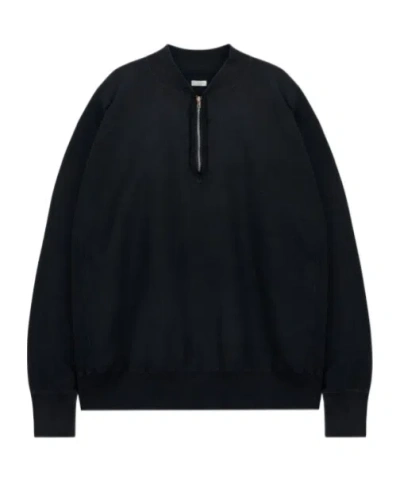 A.presse Retro Half-zip Ribbed Collar Sweatshirt In Black