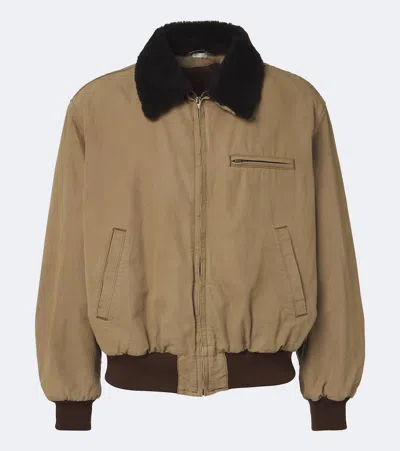 A.presse Teddy-trimmed Cotton And Wool Blouson Jacket In Brown