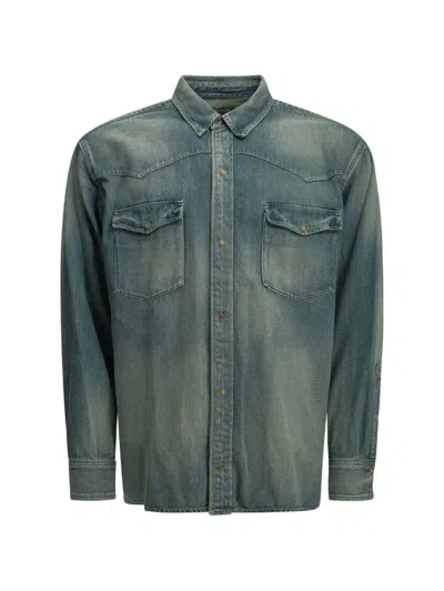 A.presse Western-yoke Denim Shirt In Blue