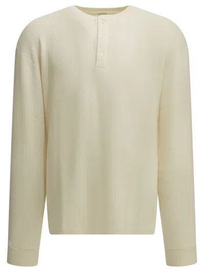 A.presse White Cotton Cashmere Henley T-shirt