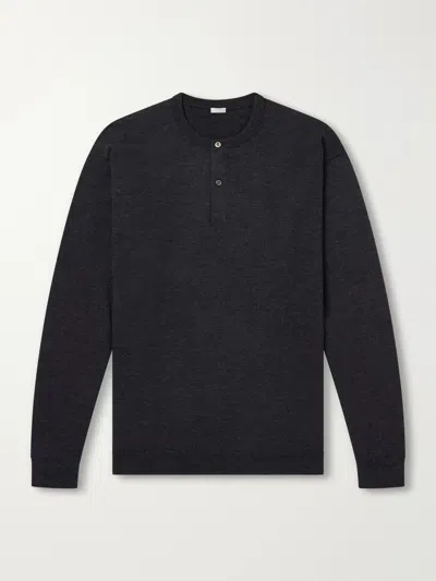 A.presse Wool Henley Sweater In Gray