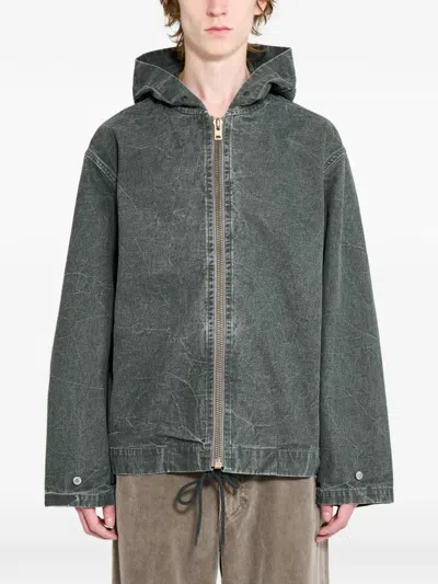 A.presse Zip-up Denim Hooded Jacket In Multi