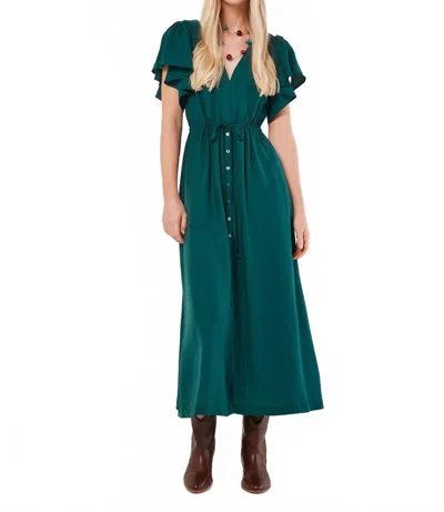 Apricot Angel Sleeveless Back Dress In Emerald Green