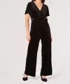 Apricot Angel Velvet Wrap Jumpsuit In Black In Black