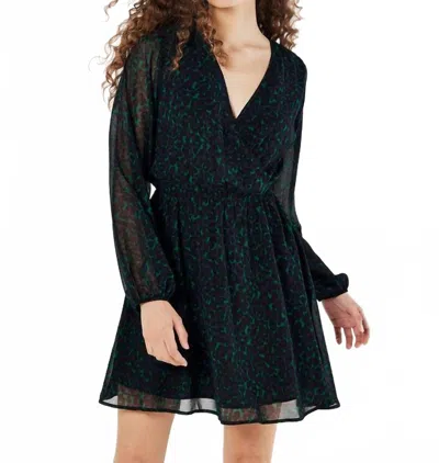 Apricot Animal Print Wrap Mini Dress In Black/green In Multi