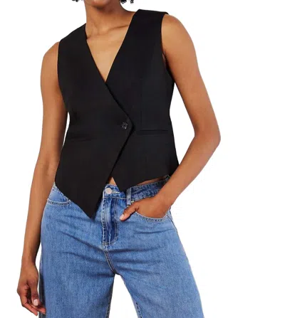 Apricot Asymmetric Vest In Black